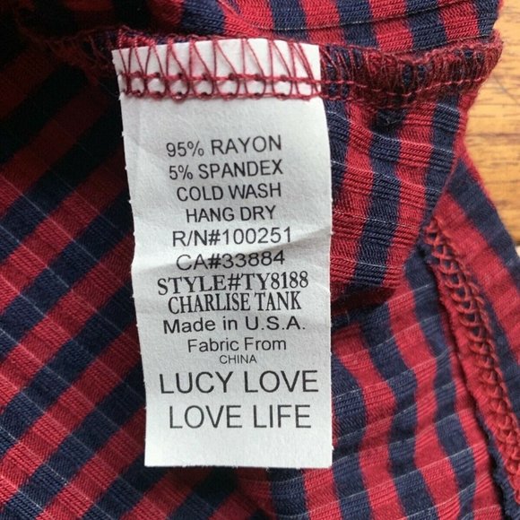 LUCY LOVE Boutique Red & Blue Stripe Charlise Tank Top size MEDIUM 🆕 - Picture 7 of 12